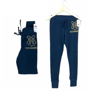 Harry Potter Hogwarts‎ embroidered emblem blue gold sweatpants NWT Small